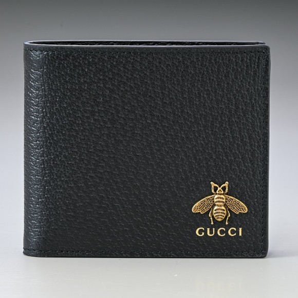 Gucci Bifold Wallet Black Animalier Bee - Picture 1 of 5